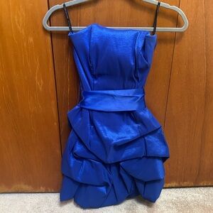 Royal Blue Jessica McClintock strapless mini dress